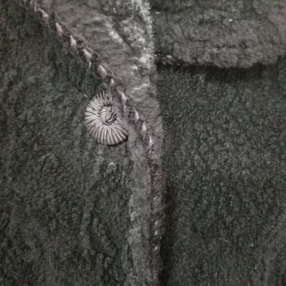 TSUNAMI FLORAL TEXTURED coat jacket black poly button closure 2-pockets womens M - Picture 4 of 9